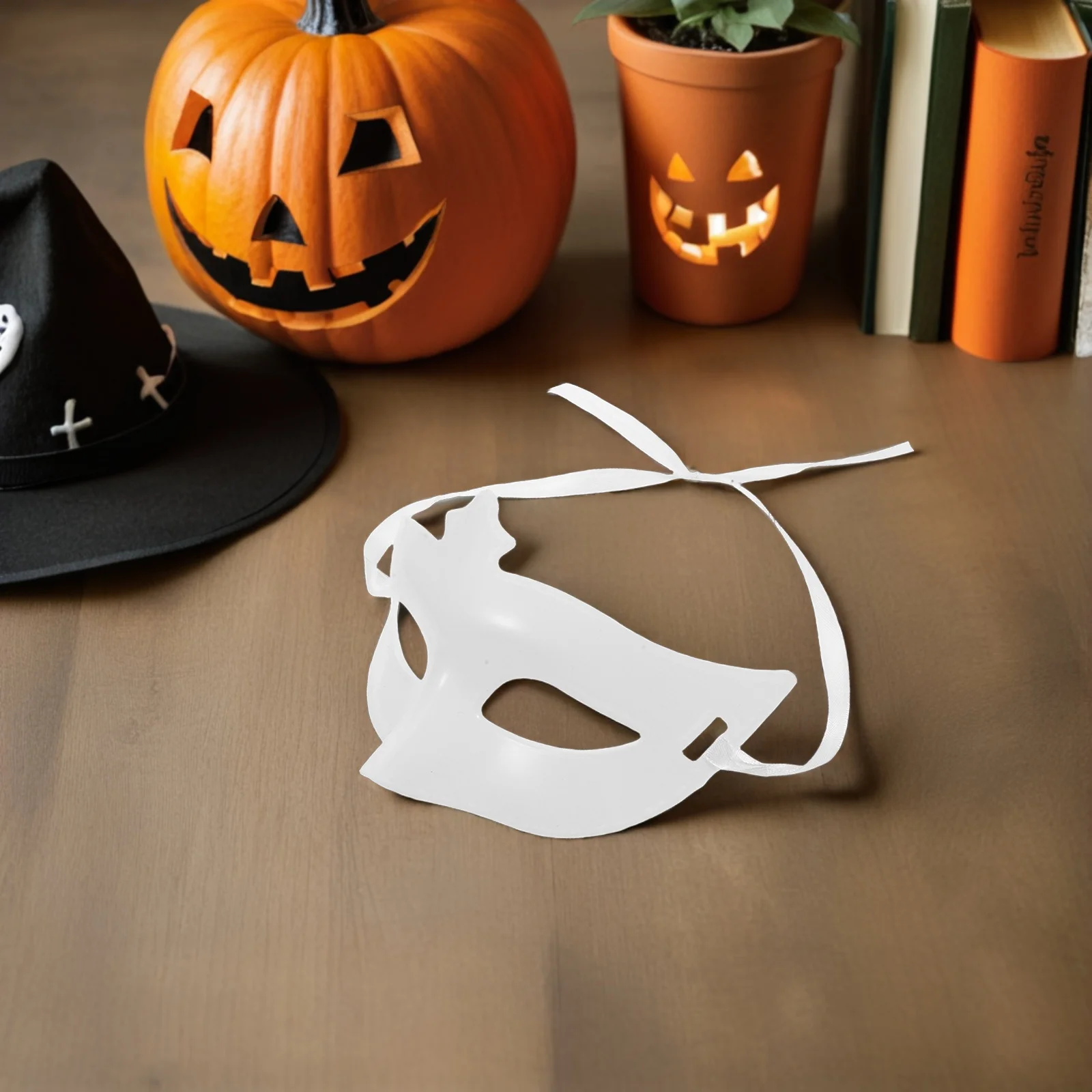 20 قطعة قواعد قناع فارغة يمكنك صنعها بنفسك نصف وجه من البلاستيك للهالوين حرفة غير مكتملة قابلة للطلاء لأزياء تنكرية #4