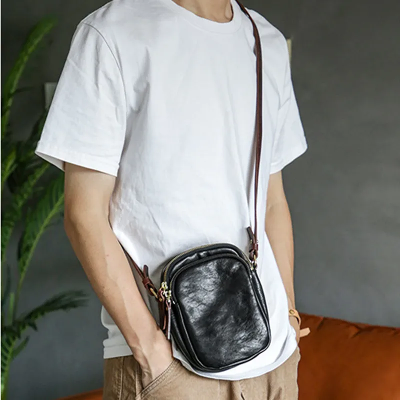 Pndme simples casual de alta qualidade natural couro genuíno dos homens saco do telefone móvel leve venda quente ombro crossbody saco