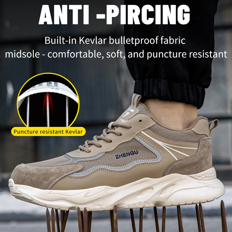 Arbeitssneaker für Herren, Sicherheitsschuhe, bruchsicher, pannensicher, unzerstörbar, atmungsaktiv, bequem, Stahlkappe, Schutzschuhe