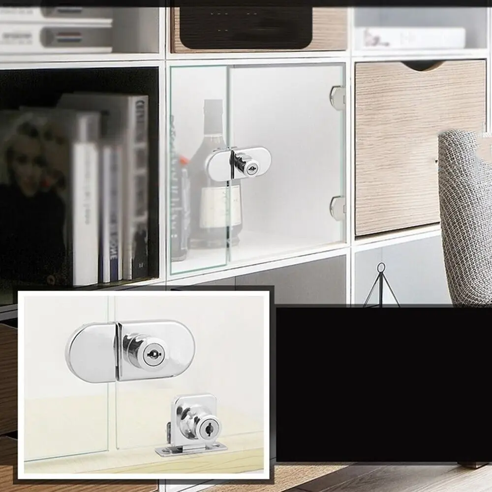Home Office Security Stainless Steel Double Open Sliding Cabinet Display Lock Glass Door Lock Cabinet Door Lock Lockset