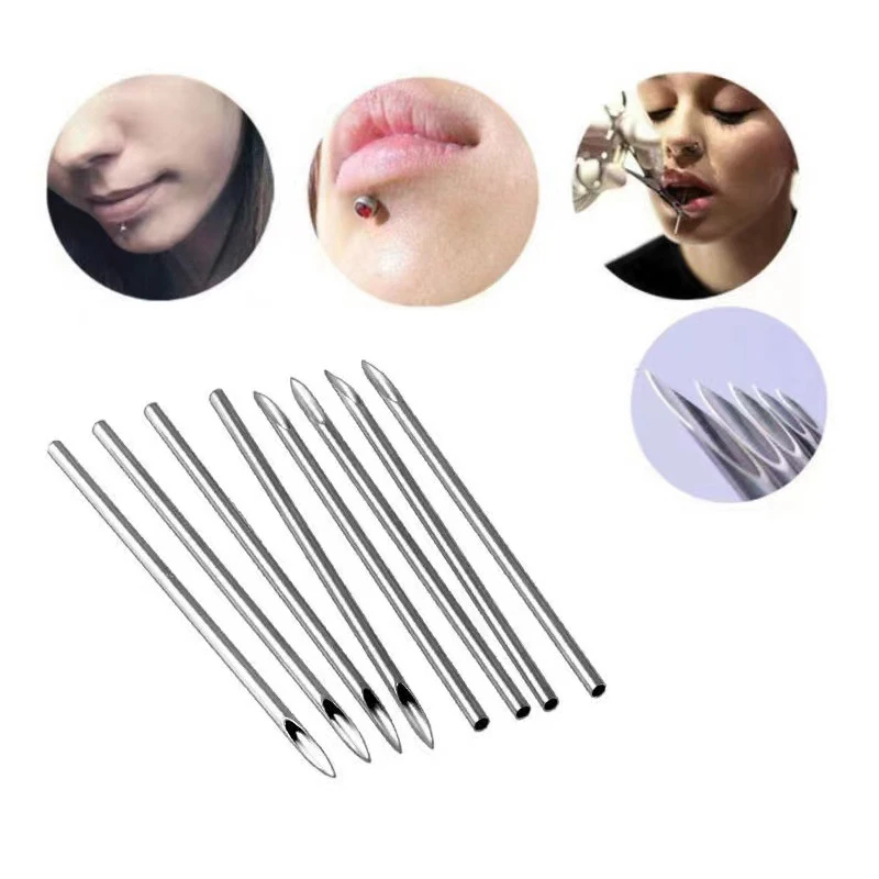 100PC Piercing Jewelry Accessories Sterile Puncture Needle Nose Stud Lip Nail Tool Disinfection Bag Containing Disposable Needle