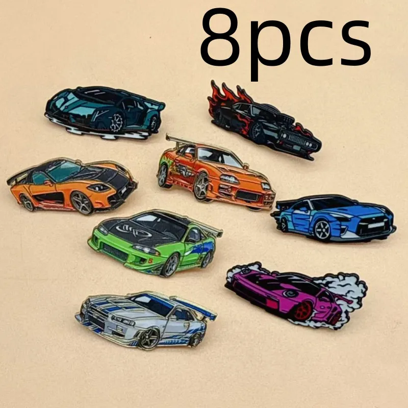 New Fashion Cartoon Racing Car Brooch Metal Pin Badge Unisex DIY for Clothes Bags Shoes Hat Scarf T-shirt Jeans Accessories