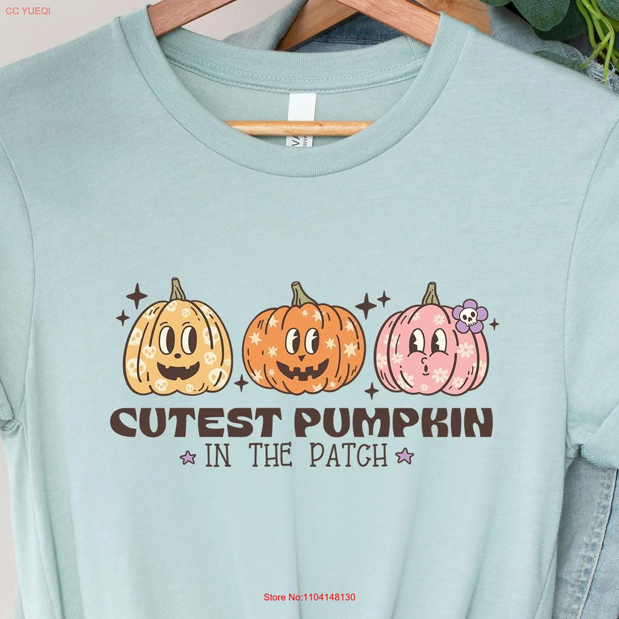 Cutest Pumpkin in the Patch T Shirt Funny Thanksgiving Cute Halloween Season Kids Fall long or short sleeves