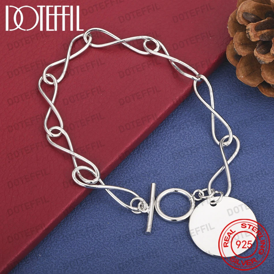 

Изящный круглый браслет из стерлингового серебра 925 пробы, 8 дюймов, для женщин, свадебный подарок, аксессуары для вечеринок, украшения