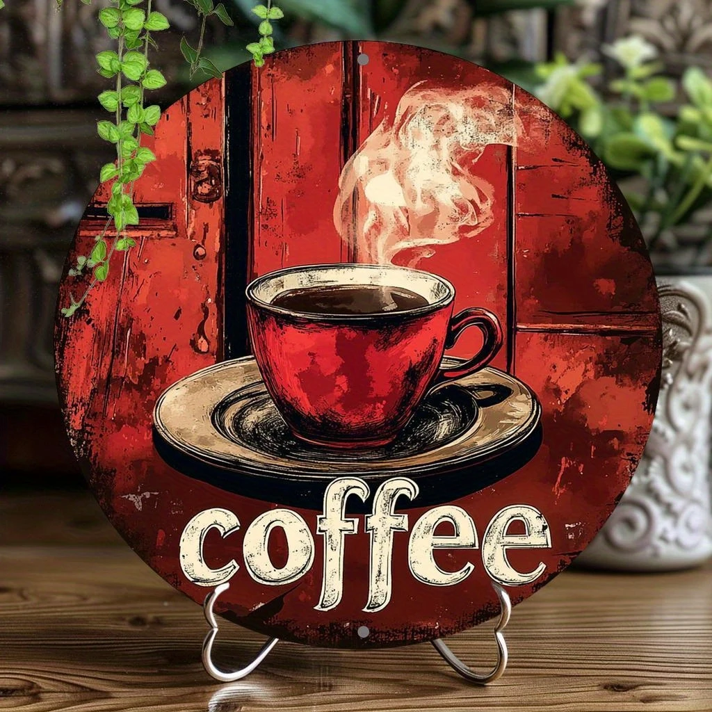 Holz 2D-Schild Vintage Rote Heiße Kaffee-Themen-Serie Heimdekoration Café Kunst Bar Poster Material Atmosphäre Dekorative Foto-Requisiten