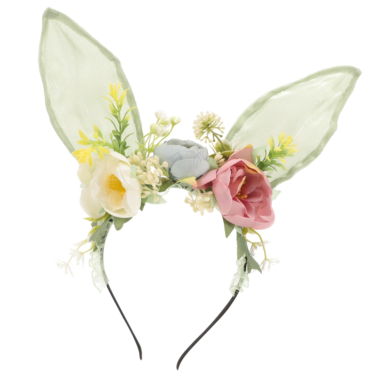 

Costumes Rabbit Ear Headband Sweet Children's Artificial Flower Outdoor Photo Baby Headwear Party Floral Toddler Bunny Ears