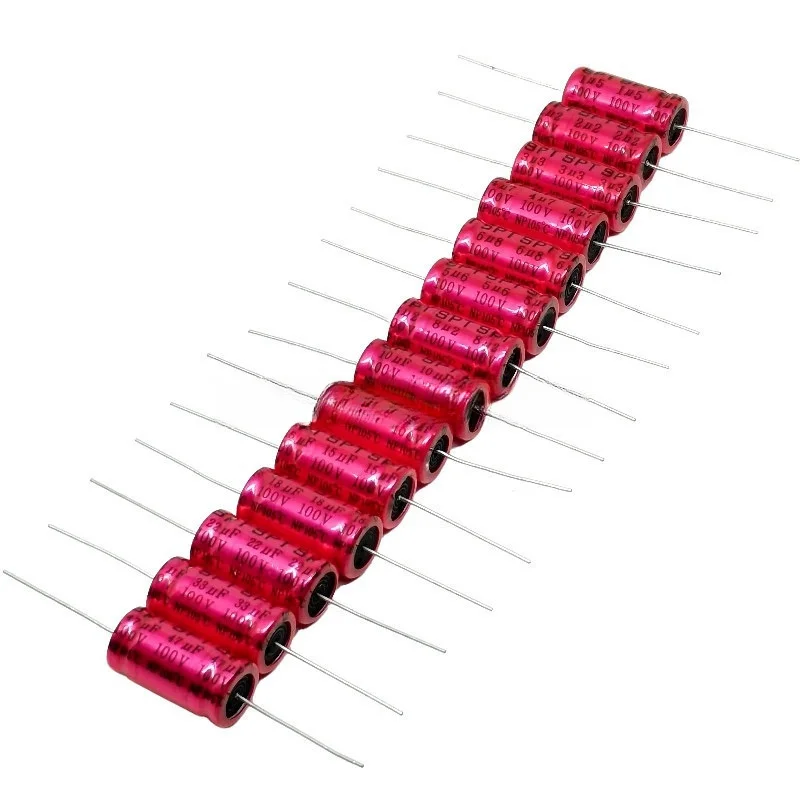 5PCS SPT2.2/3.3/4.7/6.8/10/22/33/47UF/100V axial stepless N P aluminum electrolytic capacitors