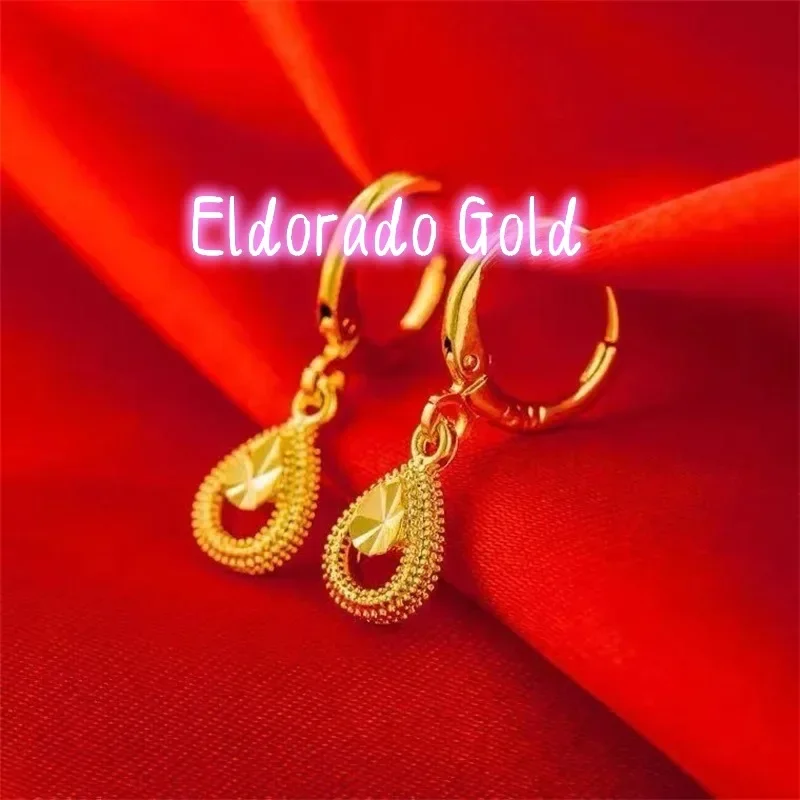 Eldorado Gold   Eldorado Gold 2025 2025High Quality AU750 18K Real Temperament High-end Water Droplet Earrings For Women, Jewelr