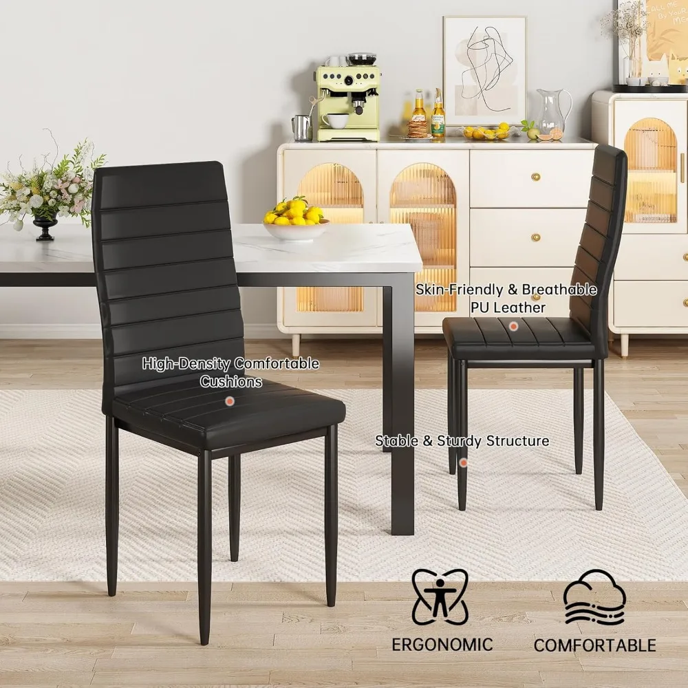 5 Piece Dining Table Set Small Dining Table Set for 4 Faux Marble Dinner Table Set