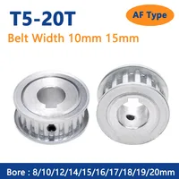 1 pieza 20T T5 polea de distribución diámetro 8 10 12 14 15 16 17 18 19 20mm para ancho 10mm 15mm T5 correa síncrona 20 dientes tipo AF
