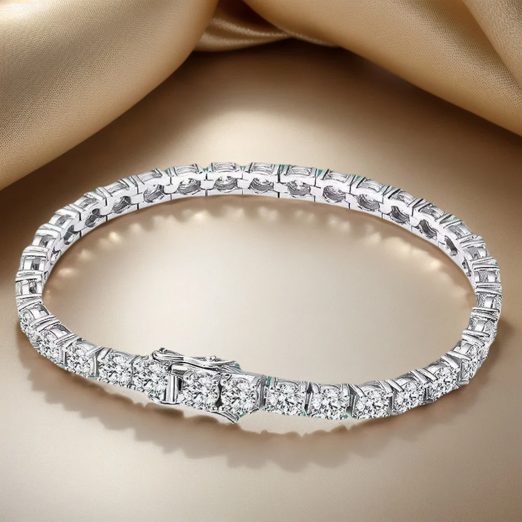 

925 Sterling Silver Moissanite Tennis Bracelet D VVS1 with GRA Certificate Exquisite and Luxurious Jewelry Gift
