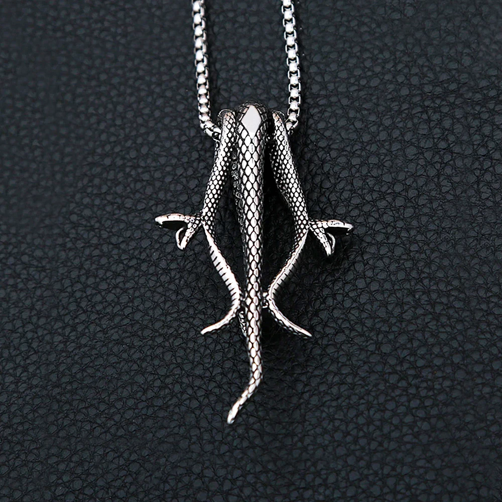 Vintage Three Headed Snake Necklace For Men Stainless Steel Punk Animal Pendant Unique Gothic Jewelry Gifts Dropshipping