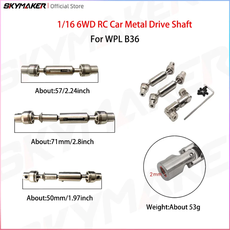 1/16 RC Car Metal Drive Shaft for WPL B36 Metal Upgraded Drive Shaft Accessories