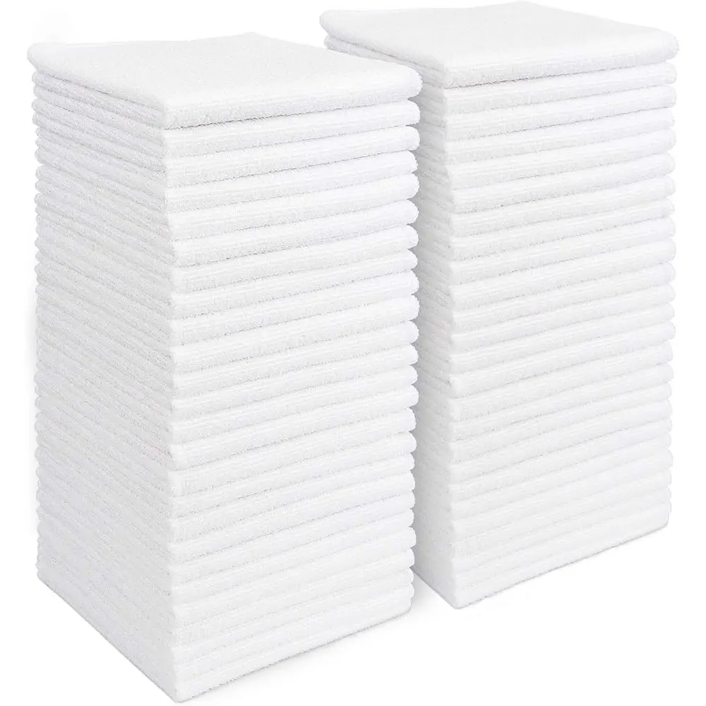 

White 50-Pack Microfiber Cleaning Cloths, Lint-Free Towels, Kitchen & Dusting Use, 12x12