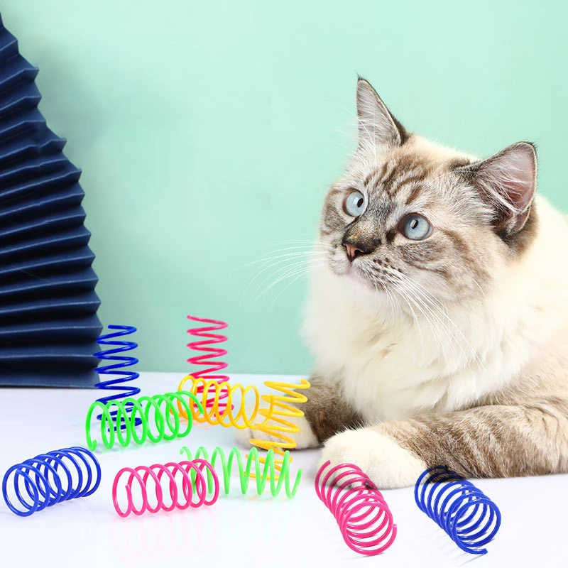 4/8/20/50Pcs Cat Springs Toys Kitten Coil Spiral Spring Colorful Springs Pet Interactive Gauge Spring Toy Cat Pet Toy Products