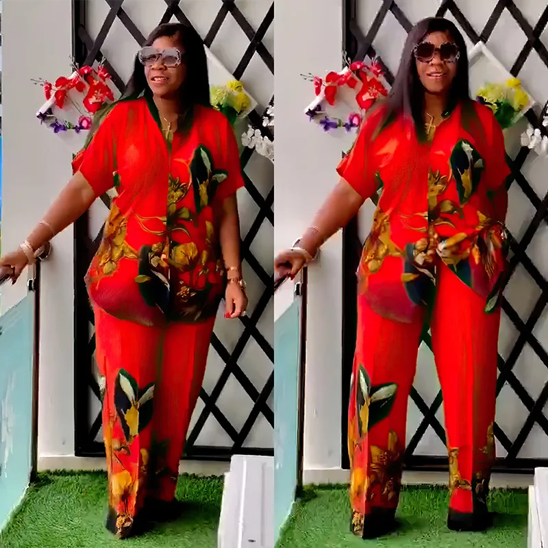 2 Piece Women Sets Dashiki African New Arrival Spring Summer Matching Sets Two Pieces Sets Top Pants Suits Outfits Clothing