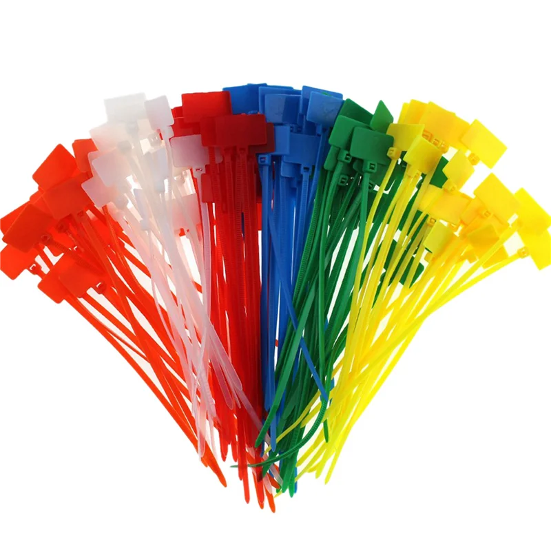 1000 Pcs 7Colors Nylon Cable Marker Ties Self-Locking Cord Write On Ethernet Wire Zip Mark Tags Nylon-A68E