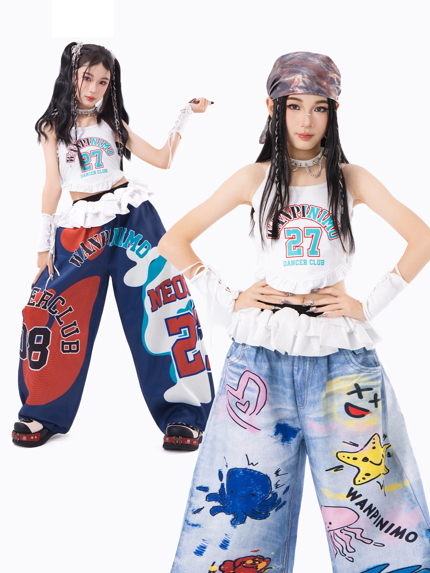 2026-children's-ballroom-hip-hop-dance-costumes-for-girls-white-vest-loose-pants-streetwear-kids-jazz-dance-clothing-dqs23075