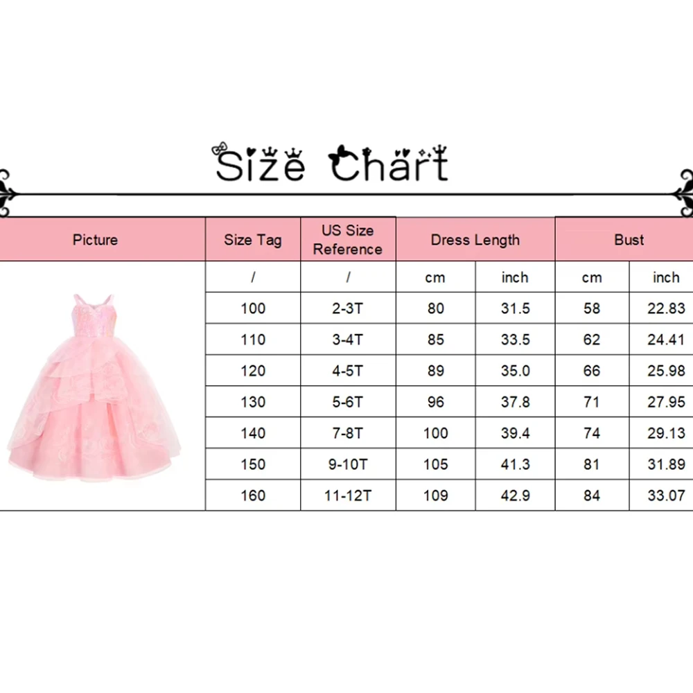 Rosa Guter-Hexen-Kostüm Mädchen Geburtstagskleid Luxuriöses Kinder-Halloween Glinda Cosplay Kostüm – Detail 1