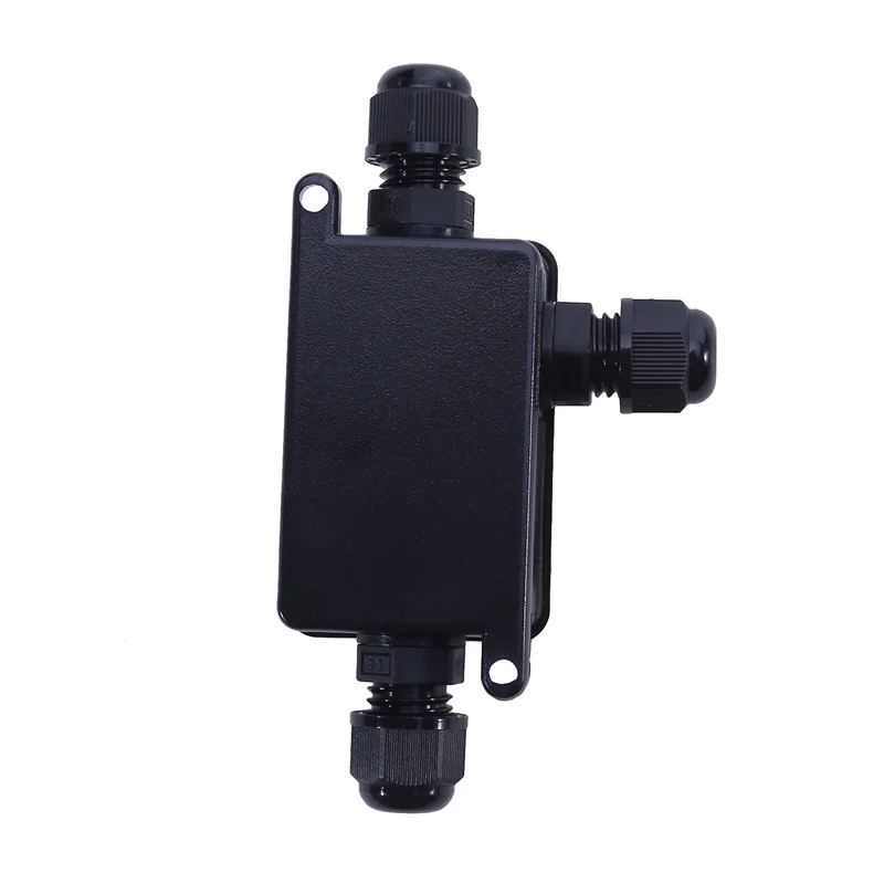 Junction Box Mini Outdoor Waterproof Ip66 Terminals One In Two Out Waterproof Plastic Corrosion Resistant Black Junction Boxes