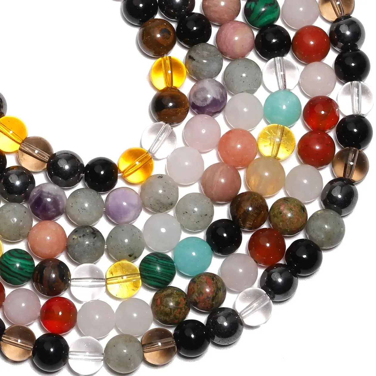 8mm 45pcs Natural Stone String Beads Bring Wealth Love Energy Protection Mixed Beads for Women Men Crystal Bracelet Jewelry