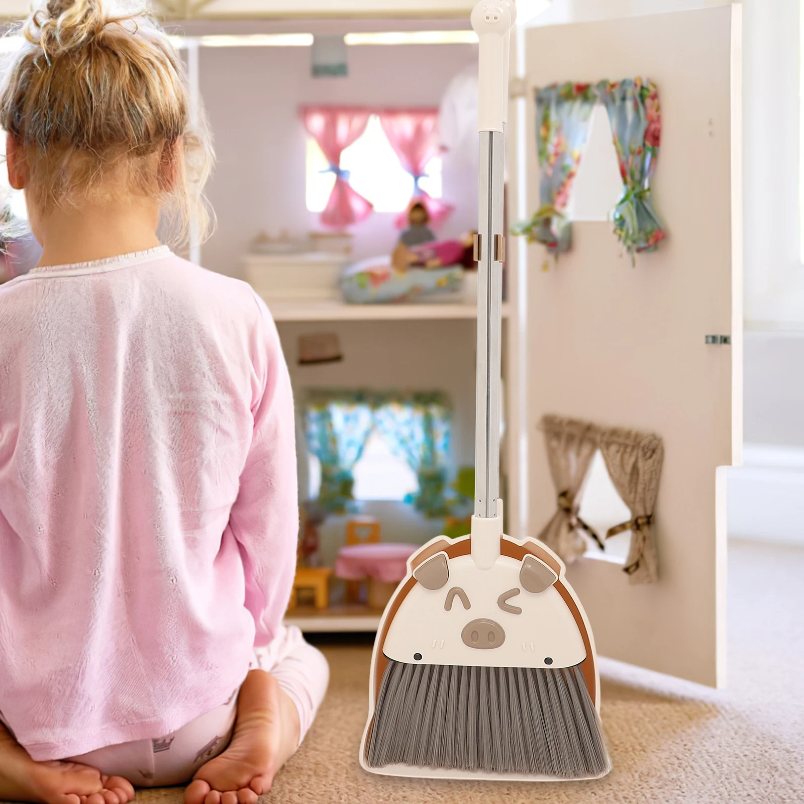 

1Set Children's Broom and Dustpan Compact Lightweight Kindergarten Cleaning Tool Toddler Accessories Kids Hands-on Training