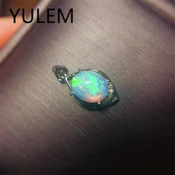 Fashion Silver Opal Pendant with Opal Gemstones 7mm*9mm 100% Natural Opal Pendant Solid 925 Silver Opal Jewelry