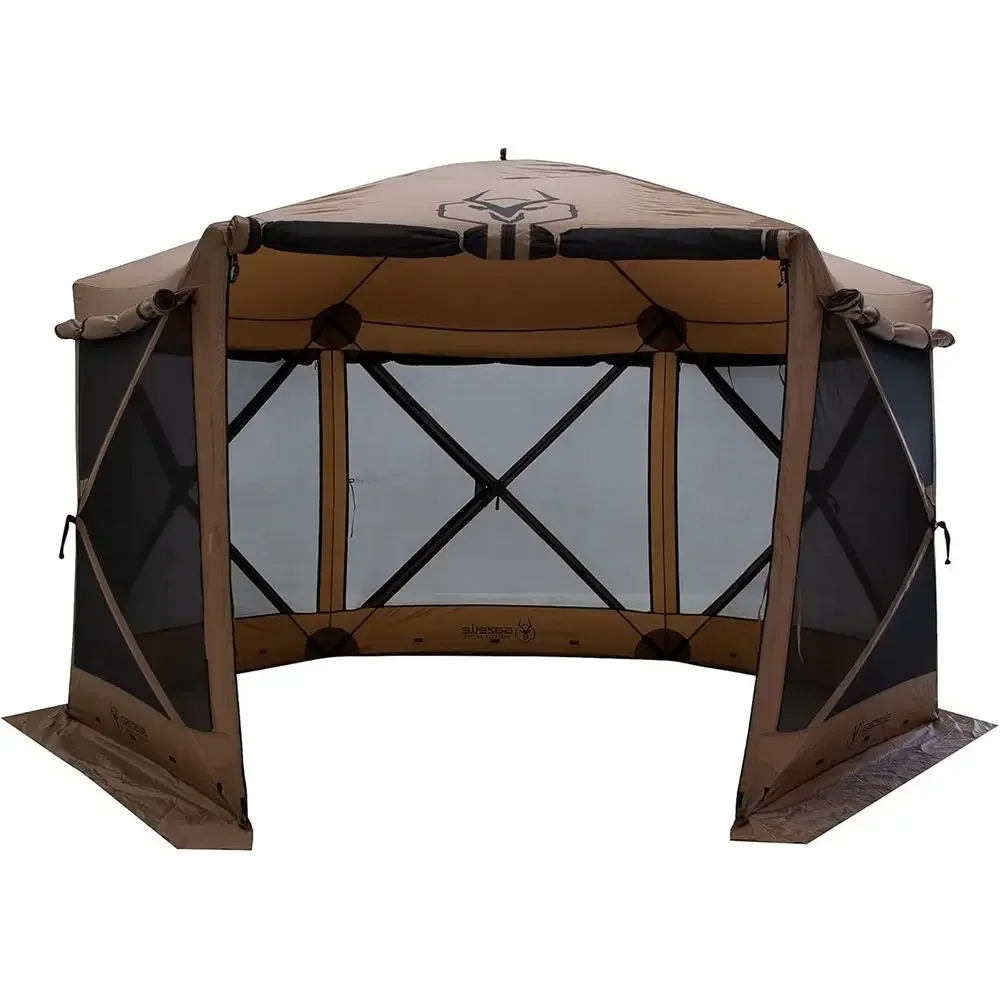 ™, G6 Deluxe 6-Sided Portable Gazebo, Easy -Up Hub Sn Tent, Waterproo, UV Resistant, Attached Wind Panels, 8-Person & Table, Bad