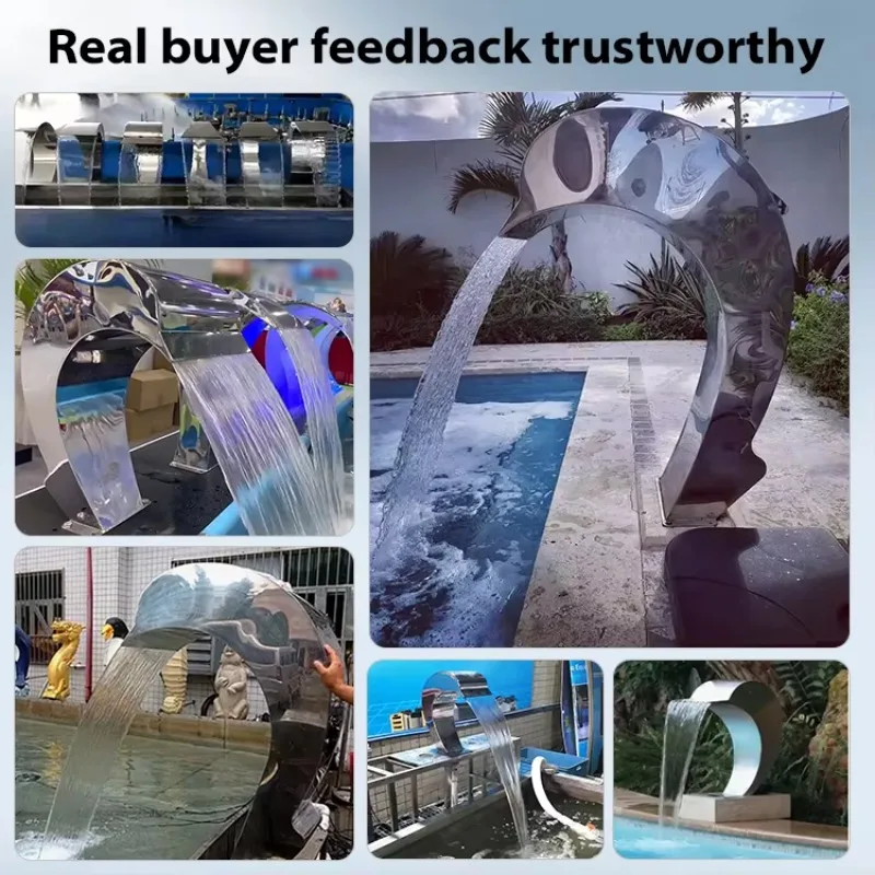 شلال صناعي داخلي من الفولاذ المقاوم للصدأ 304، نافورة حمام السباحة