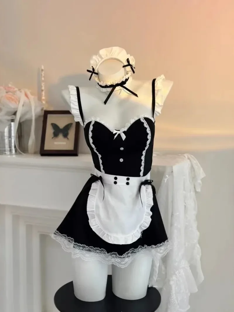 Japanese Maid Dress Cosplay Costume Cute Sexy Lingerie Anime Coffee Outfit French Apron Servant Nightclub Bar Uniform Temptation