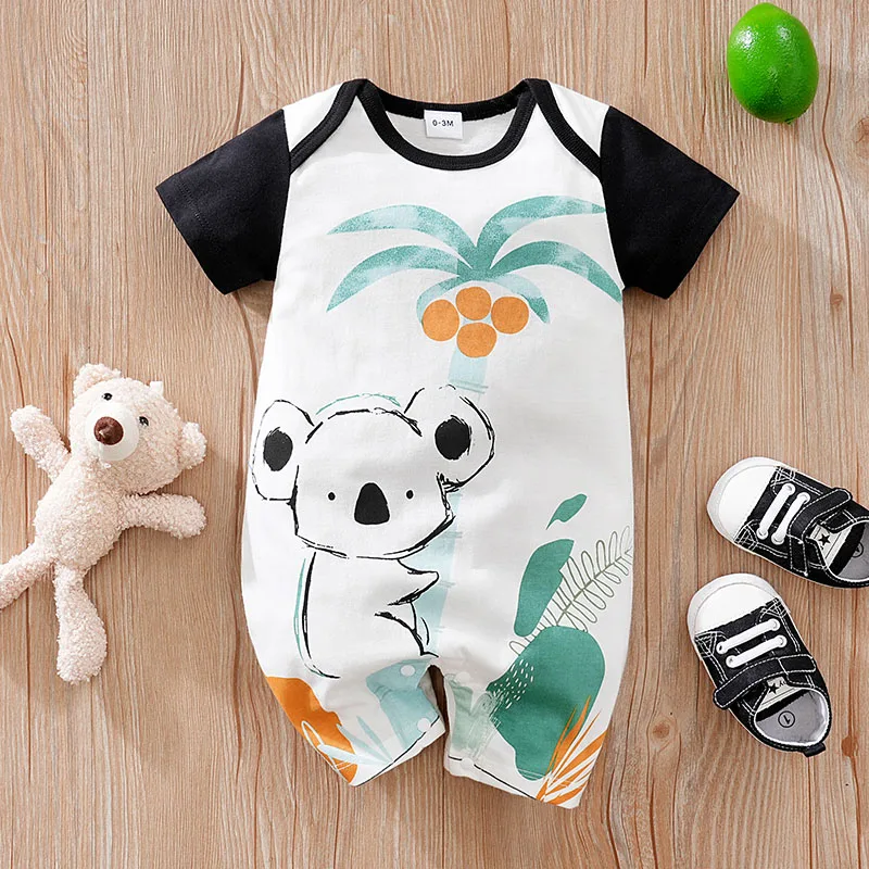 0-18 Baby Jumpsuit Cute Cartoon Koala Printed Cotton Casual And Comfortable Soft Boy And Girl Summer ShortSleevedNewborn Clothes