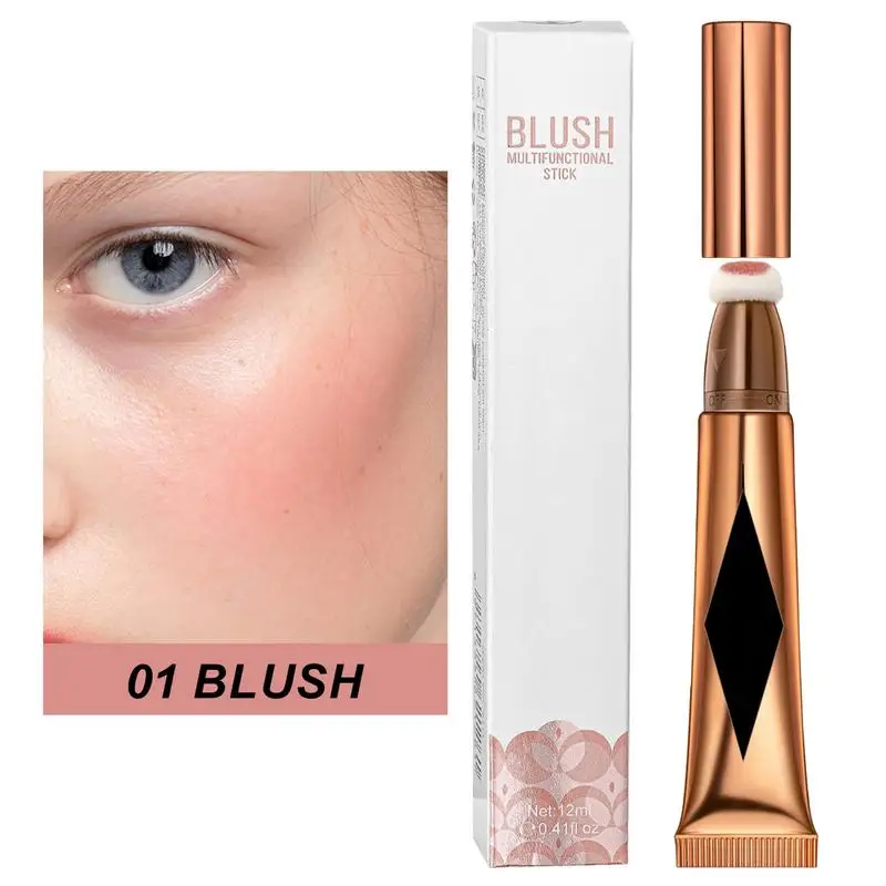 Liquid Blush Stick With Cushion  Face Blusher Pigment Lasting Cheek Tint Cream Soft Cream Liquid Blush Liquid Contour Stick