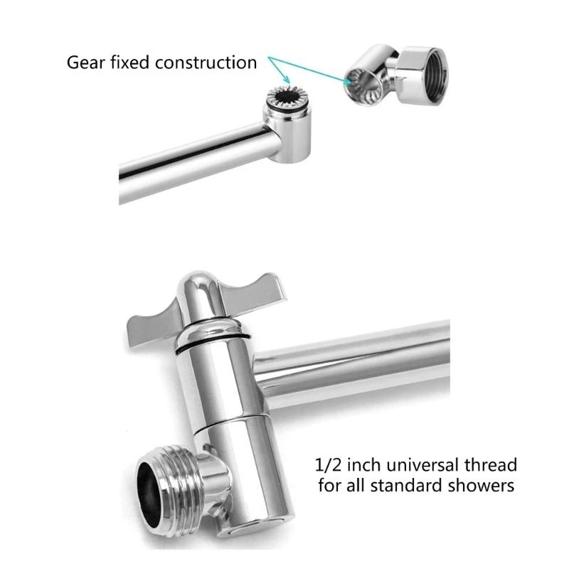 G92C Upgrades Shower Head Stand Flexible Shower Arm Extension Practical Shower Head Mount Extendable Shower Arm for Bathroom