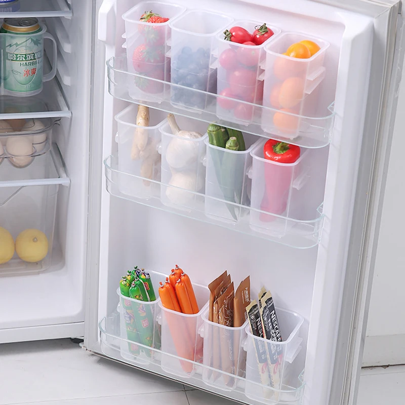 Refrigerator Organizer Box Food Fresh Fridge Door Storage Bins Fruit Spice Food Container Kitchen Organizer Box Utensil Holder