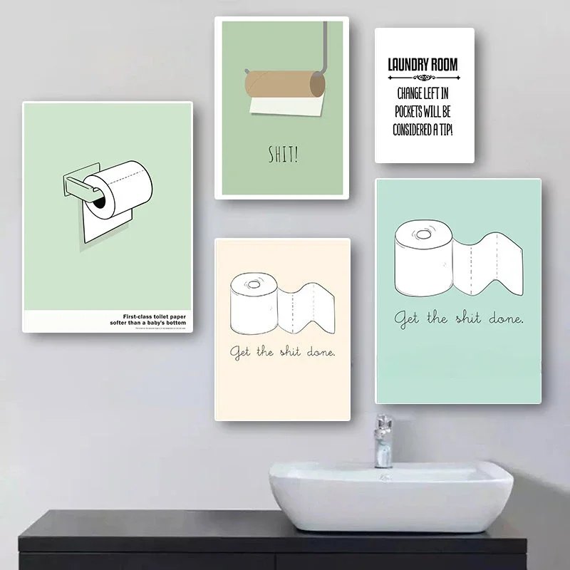 Pintura en lienzo para baño, lavandería, "Obtén la mierda hecha", carteles de papel higiénico e impresiones, imágenes artísticas de pared, decoración del hogar para habitación, Cuadro