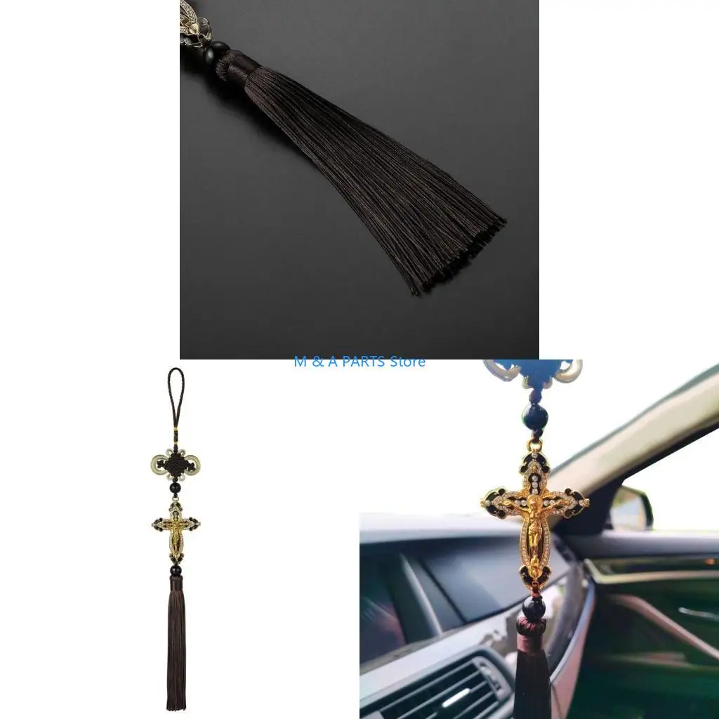 U1JF Fashion Tassel Jesus Religious Christian Hanging Ornaments Hanging Closet Pendant Door Handle Home Wall Decoration