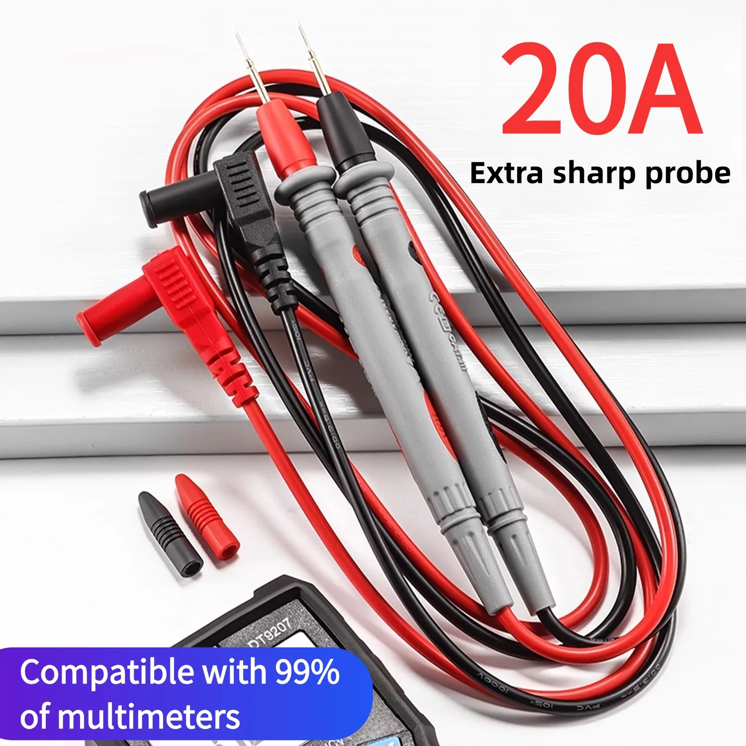 10A 20A Verstärkte Hochtemperatur-Messleitungen in Rot & Schwarz, Universelle Hochwertige PVC-Kabel Stahlnadelsonden