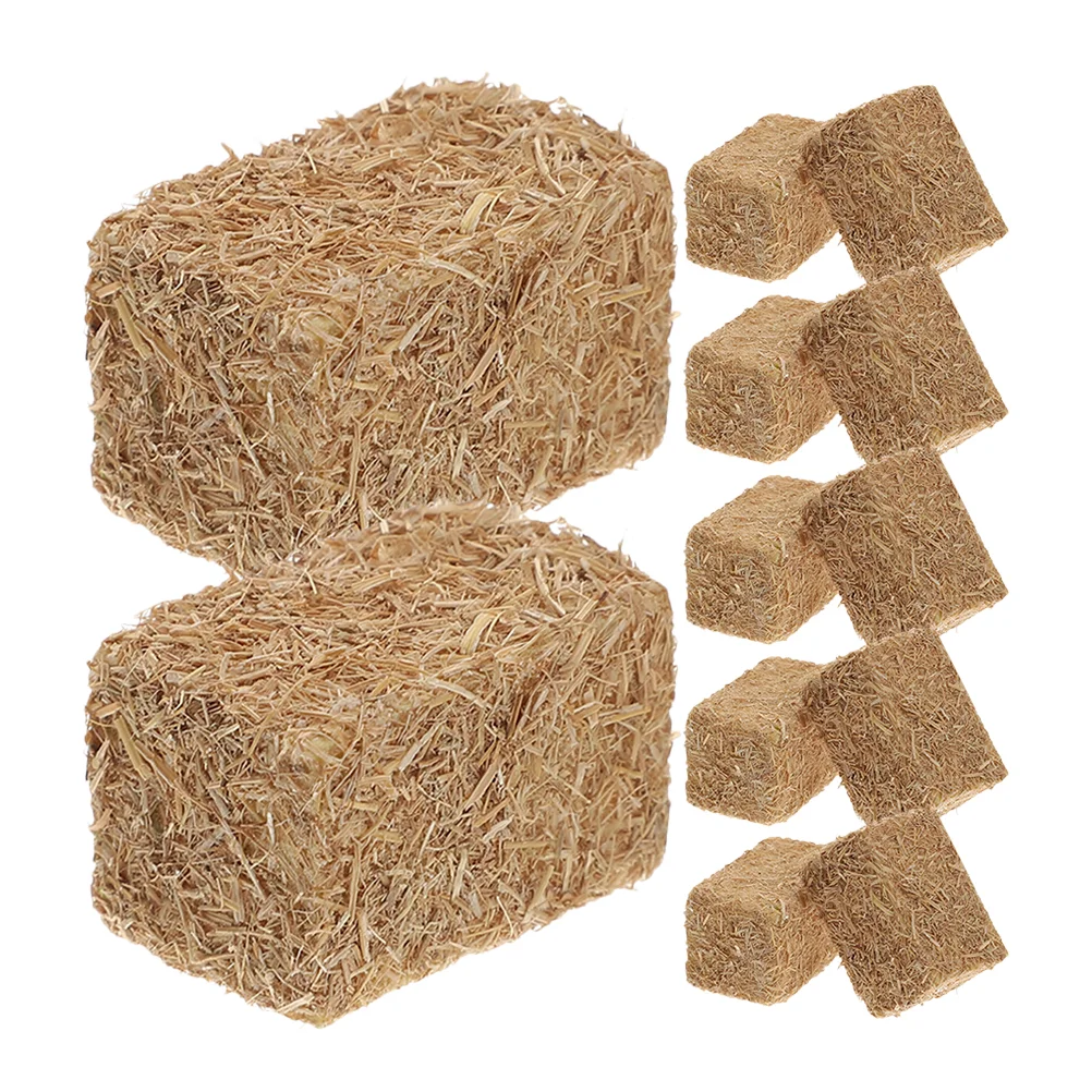 

12 Pcs Mini Haystack Model Miniature Ornament Autumn Decorations Accessories Square for Dolls House Bale