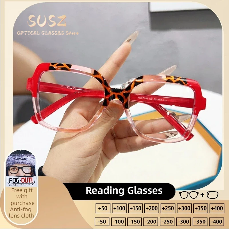 

SUSZ Reading Glasses Colorful Oversize Frame Full Rim Prescription Glasses Blue Light Blocking Personalized