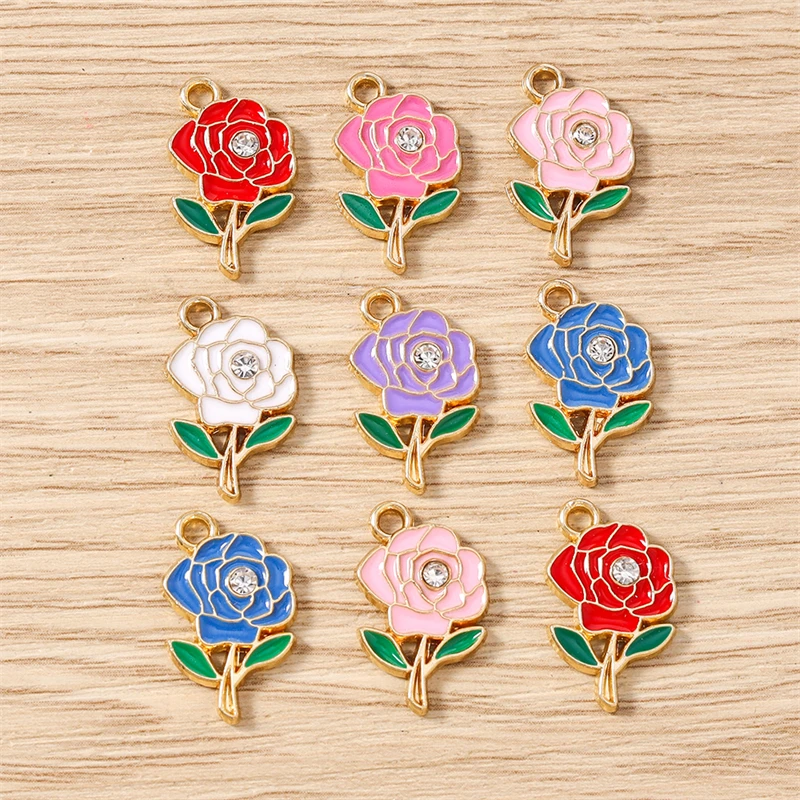 10 Stück niedliche, bunte Emaille-Blumen- und Kaktus-Anhänger zum Basteln von Ohrringen, Halsketten, DIY-Handarbeiten und Schmuckzubehör – Detail 12