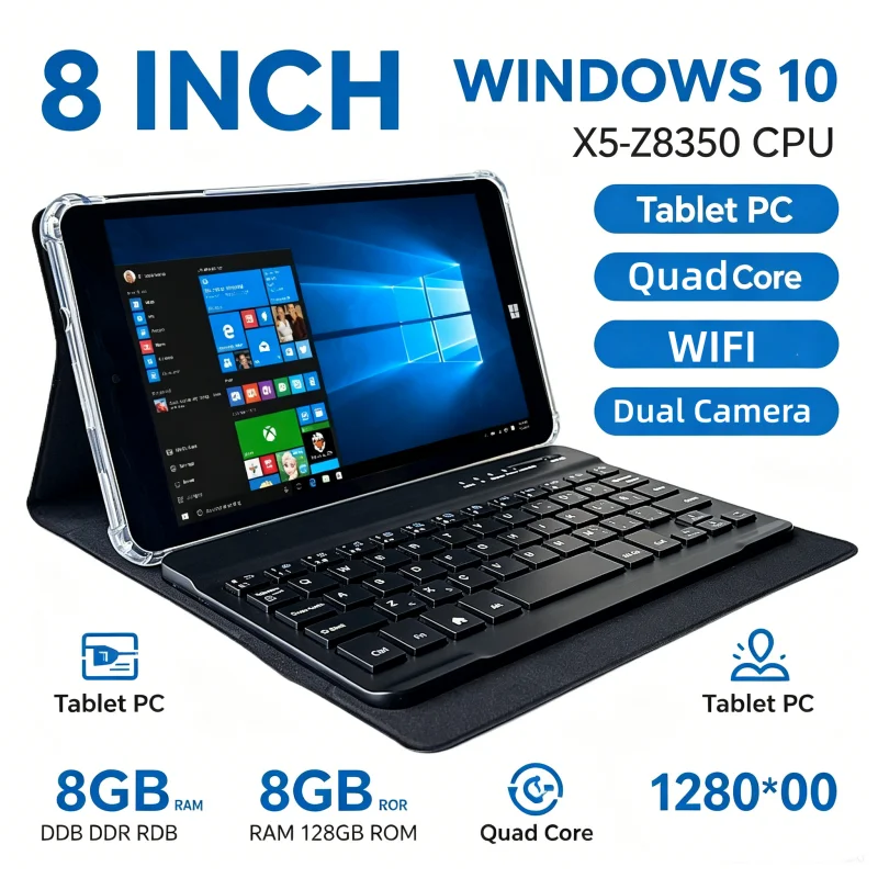 8 INCH T10 WINDOWS 10 Tablet PC 8GB DDR3 RAM 128GB ROM AR2 X5-Z8300 CPU 64-Bit Dual Cameras WIFI Quad Core