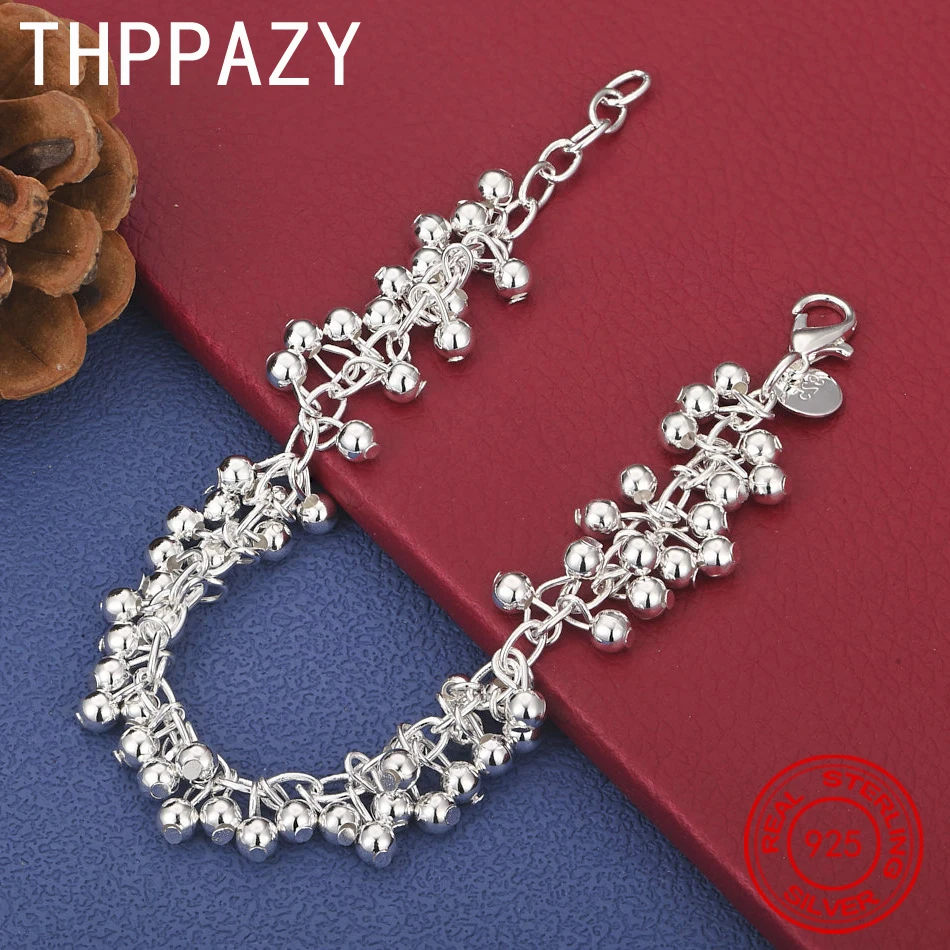 

THPPAZY 925 Sterling Silver Smooth Grape Bead Bracelet For Women Fashion Charm High-Quality Jewelry Christmas Gift Women Party