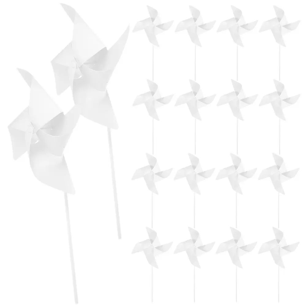 30Pcs Children Coloring Pinwheels Blank White Paper Windmills DIY Craft Outdoor Summer Art Party Supplies School Activities