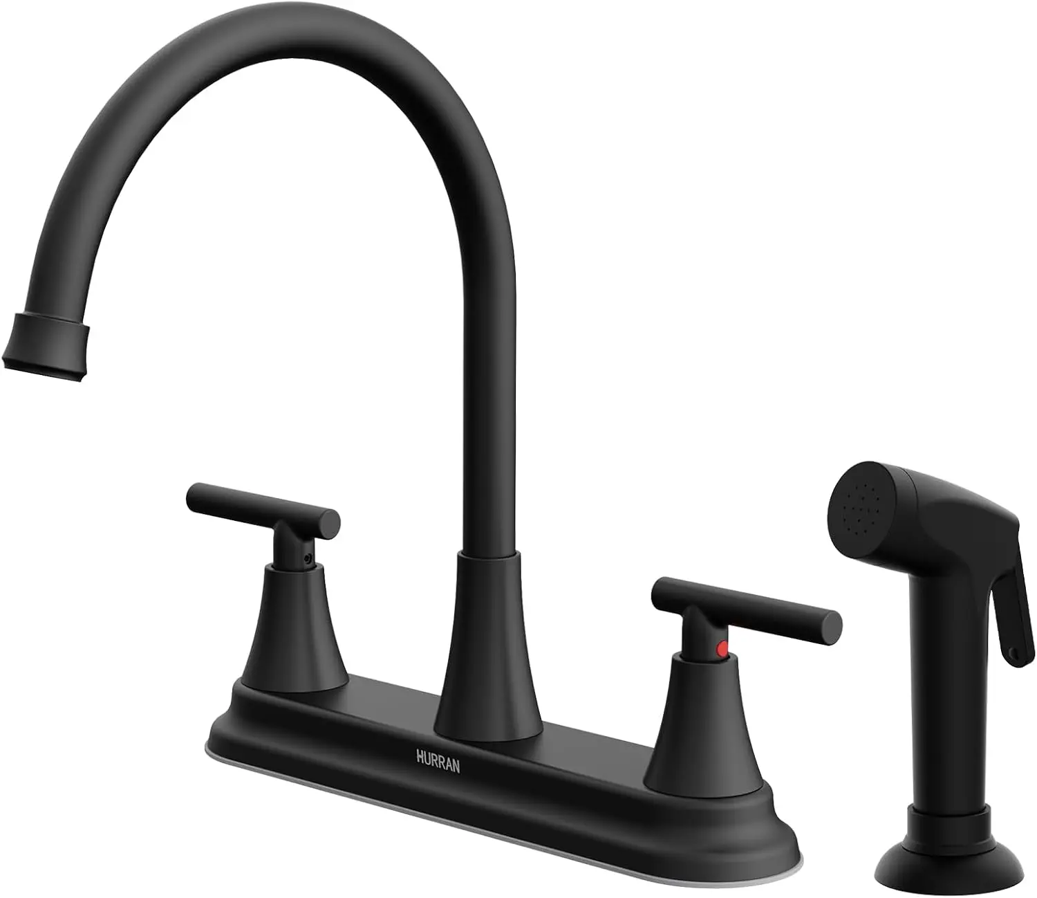 

8-Inch 2-Handle Kitchen Faucet with Pull-Out Sprayer, 360° Swivel, Black