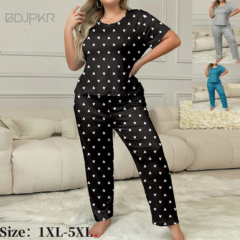 

Large Size Autumn And Winter Casual Home Wear Short Sleeved Pants European And American Style Pajamas For Women YCF0087