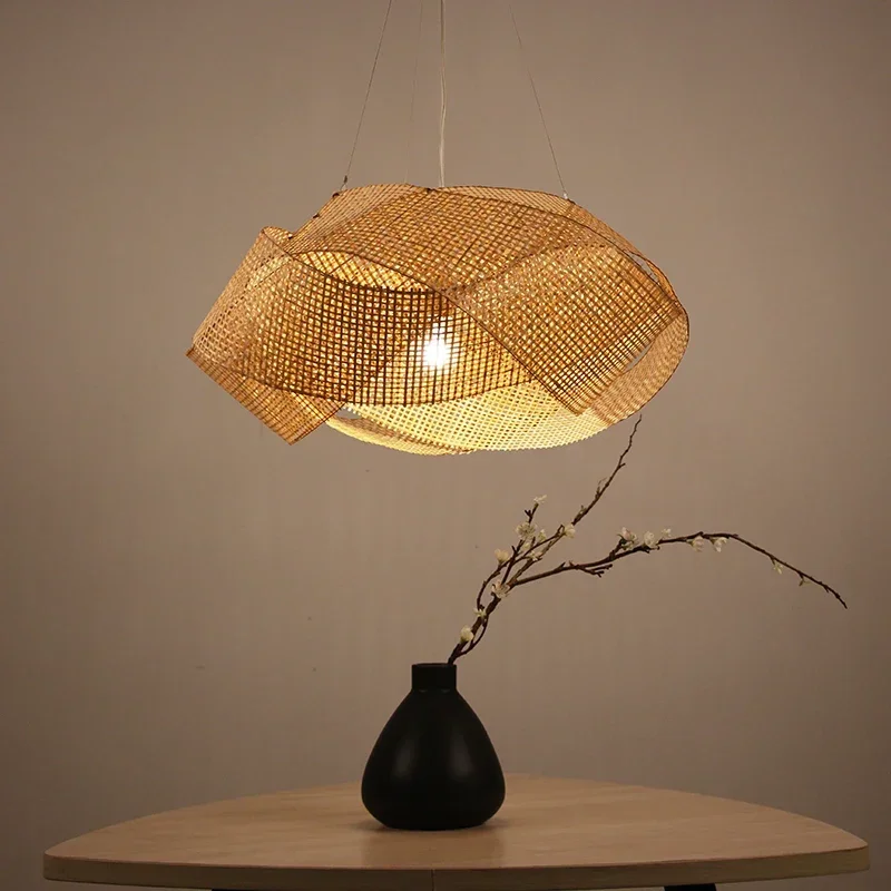 Creative personality bamboo chandelier tea shop restaurant lamp new Chinese Zen lamps barber shop wifi lights Southeast Asia