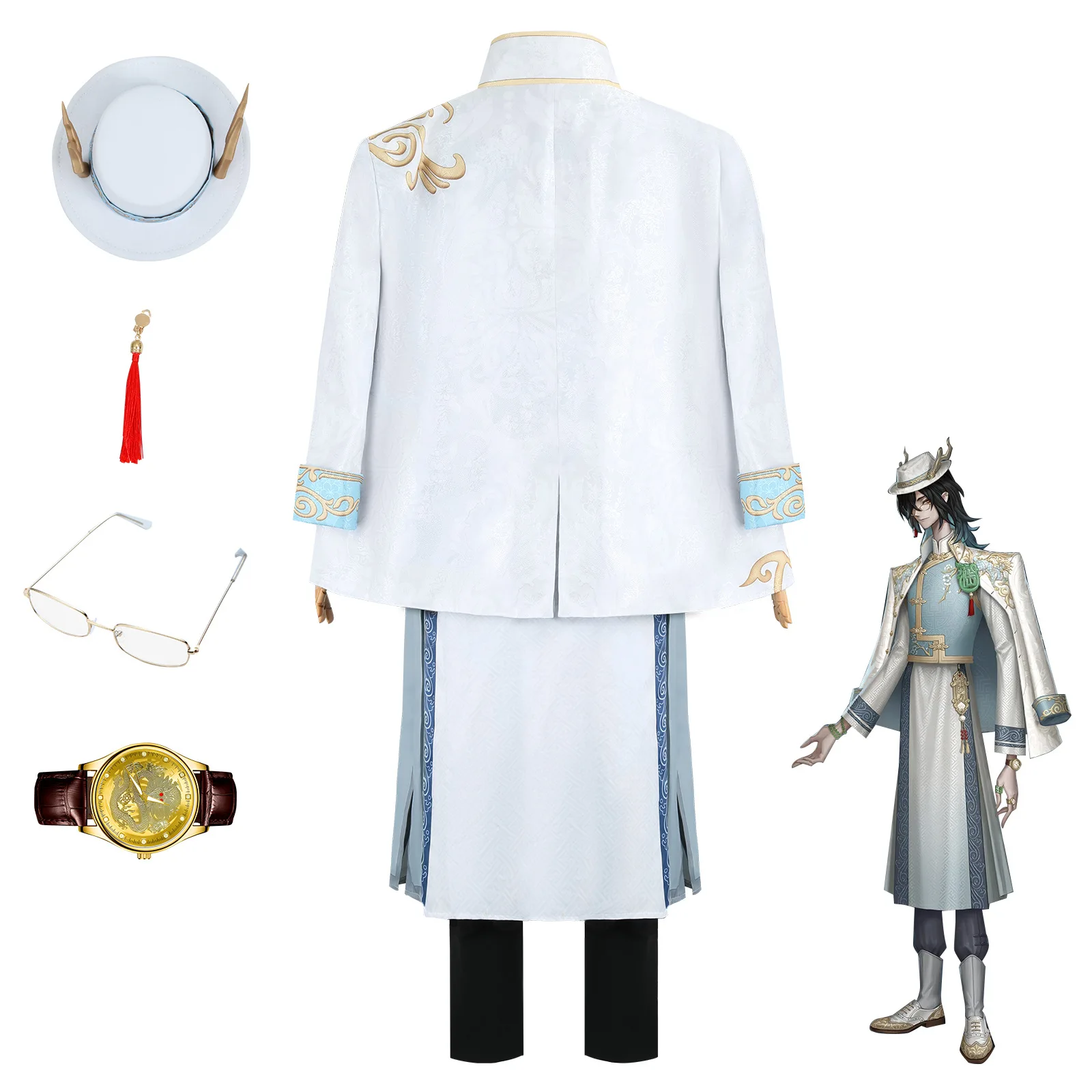 قبعات تنكرية أنيمي ، لعبة الشخصية الخامسة ، حارس أبيض ، حارس أسود ، تاجر كيلين ، Mr.Xie