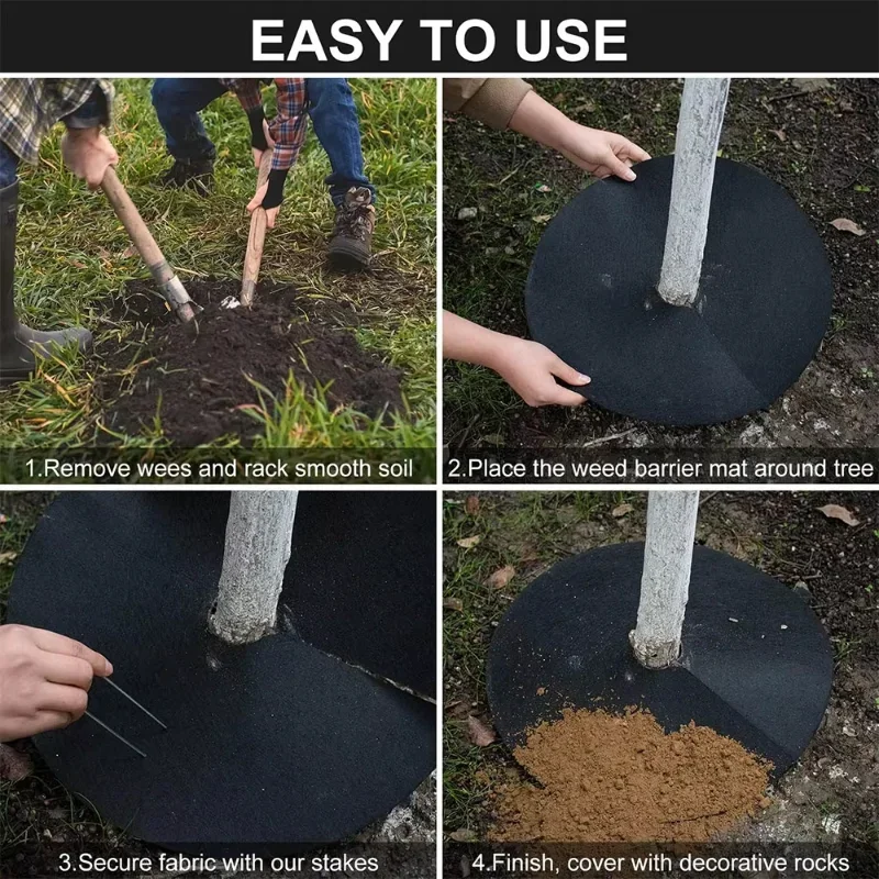 10Pcs/pack Eco-Friendly Non-Woven Fabric Tree Protector Mat Weed Control Mulch Pad for Orchard Lawn and Outdoor Planting