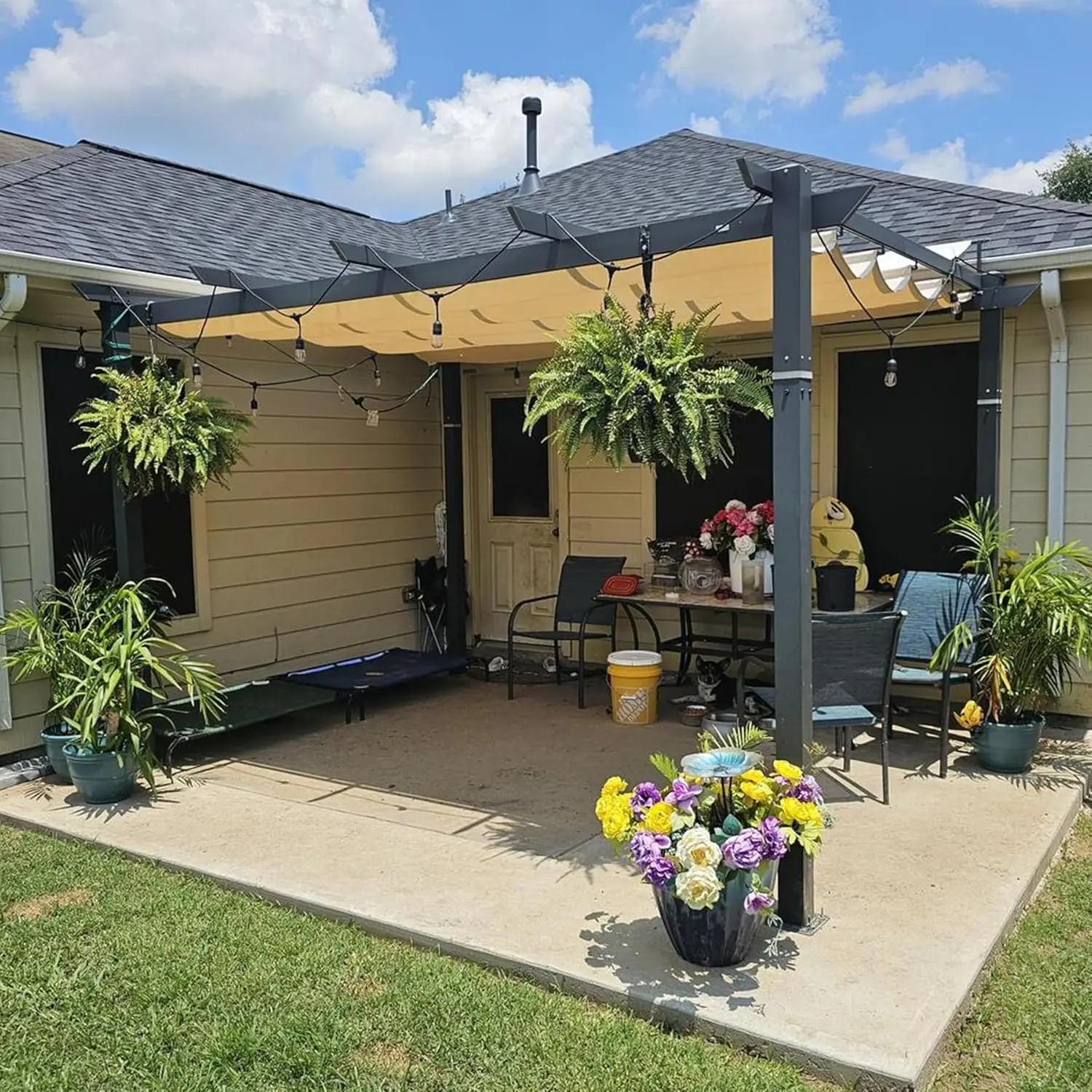 

Domi 10' x 13' Outdoor Retractable Pergola Modern Grape Trellis Pergola with Sun Shade Canopy Patio Aluminum Shelter for Garden