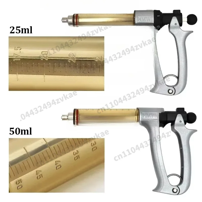 25/50ml Semi-Automatic Veterinary Continuous Syringe Animal Injection Adjustable Vaccine Syringe for Livestock Cattle Sheep